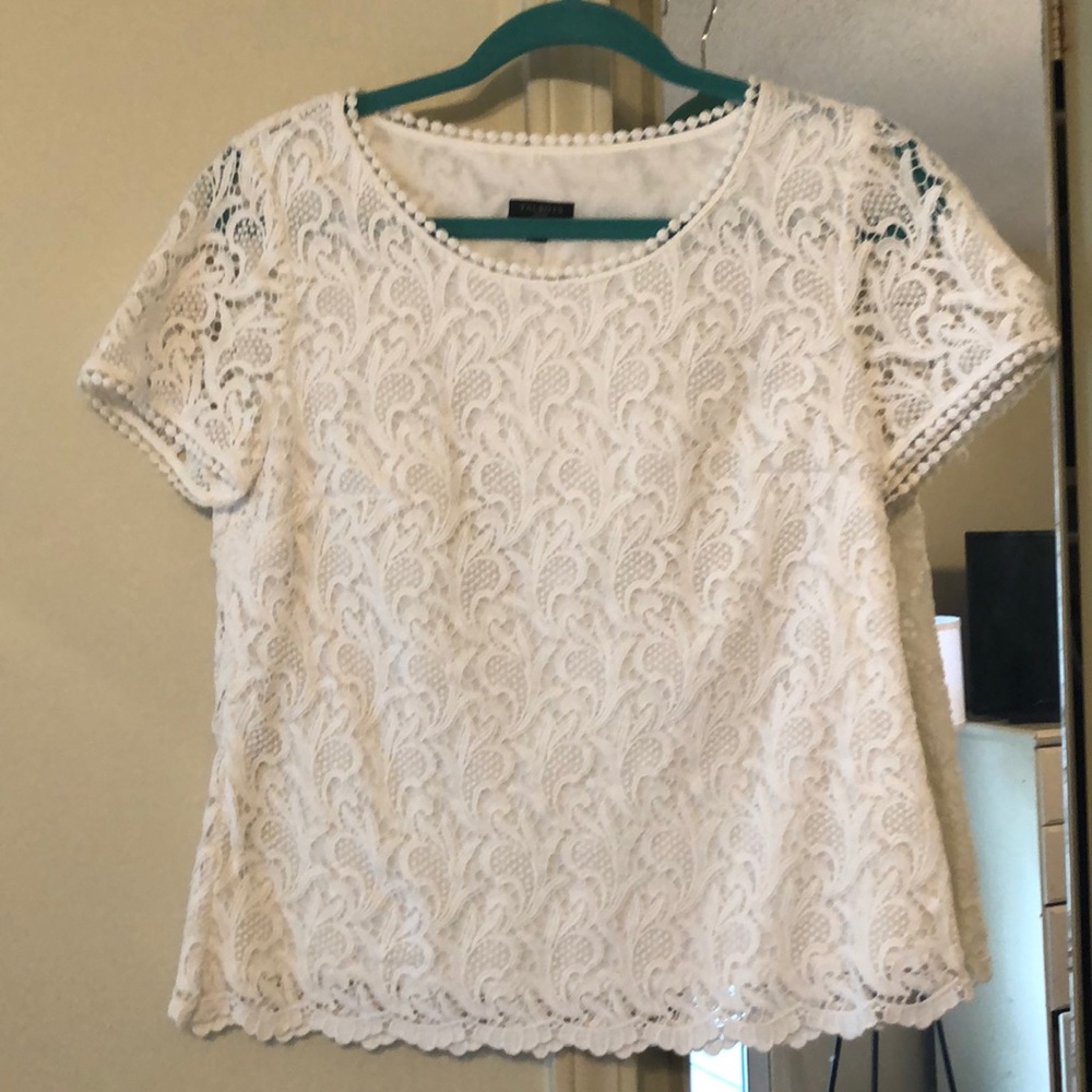 LOFT white dressy side-zip lined blouse